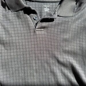 Van Heusen XL Polo Dark Grey/black Short Sleeve Cotton Polyester Blend